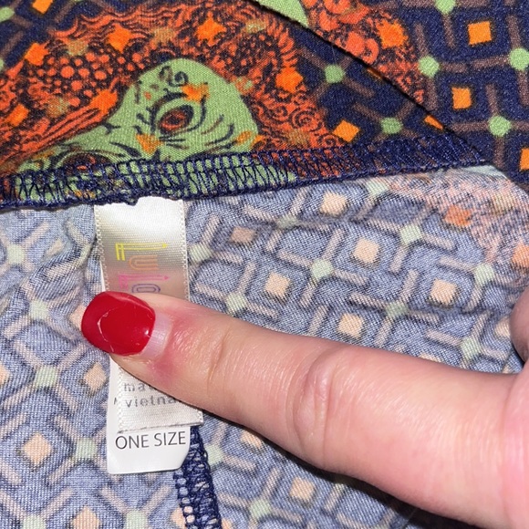 LulaRoe One Size leggings, NEW, navy background, w/monkeys, orange green brown - Picture 3 of 3